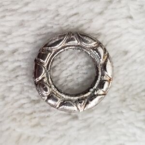 2 /$9 Vintage Silver Circular Textured Thin Spacer Charm